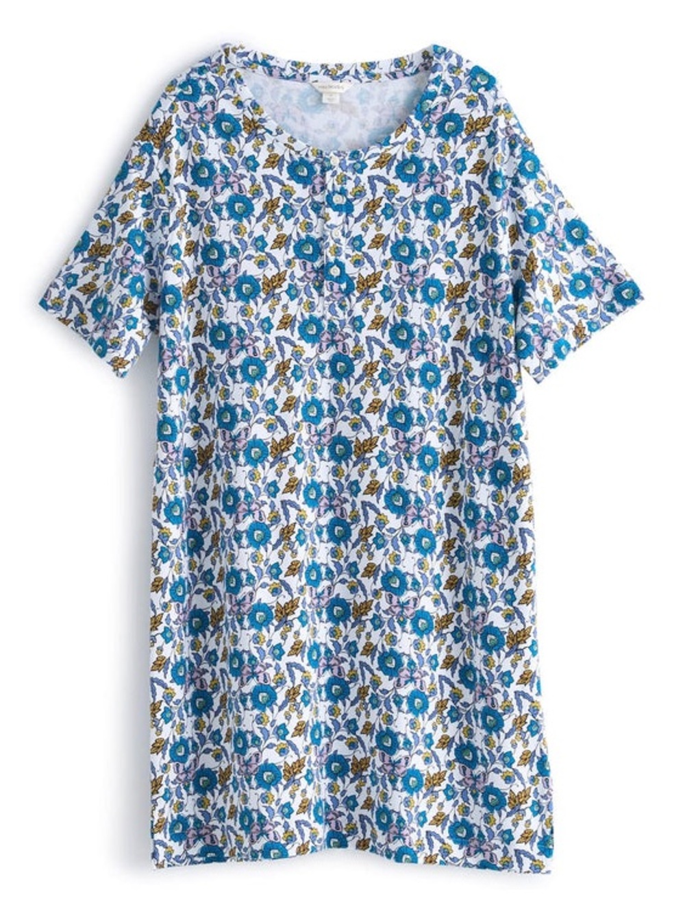 Vera Bradley Henley Cotton Night Dress- Wild Prarie Blue Butterfly Large